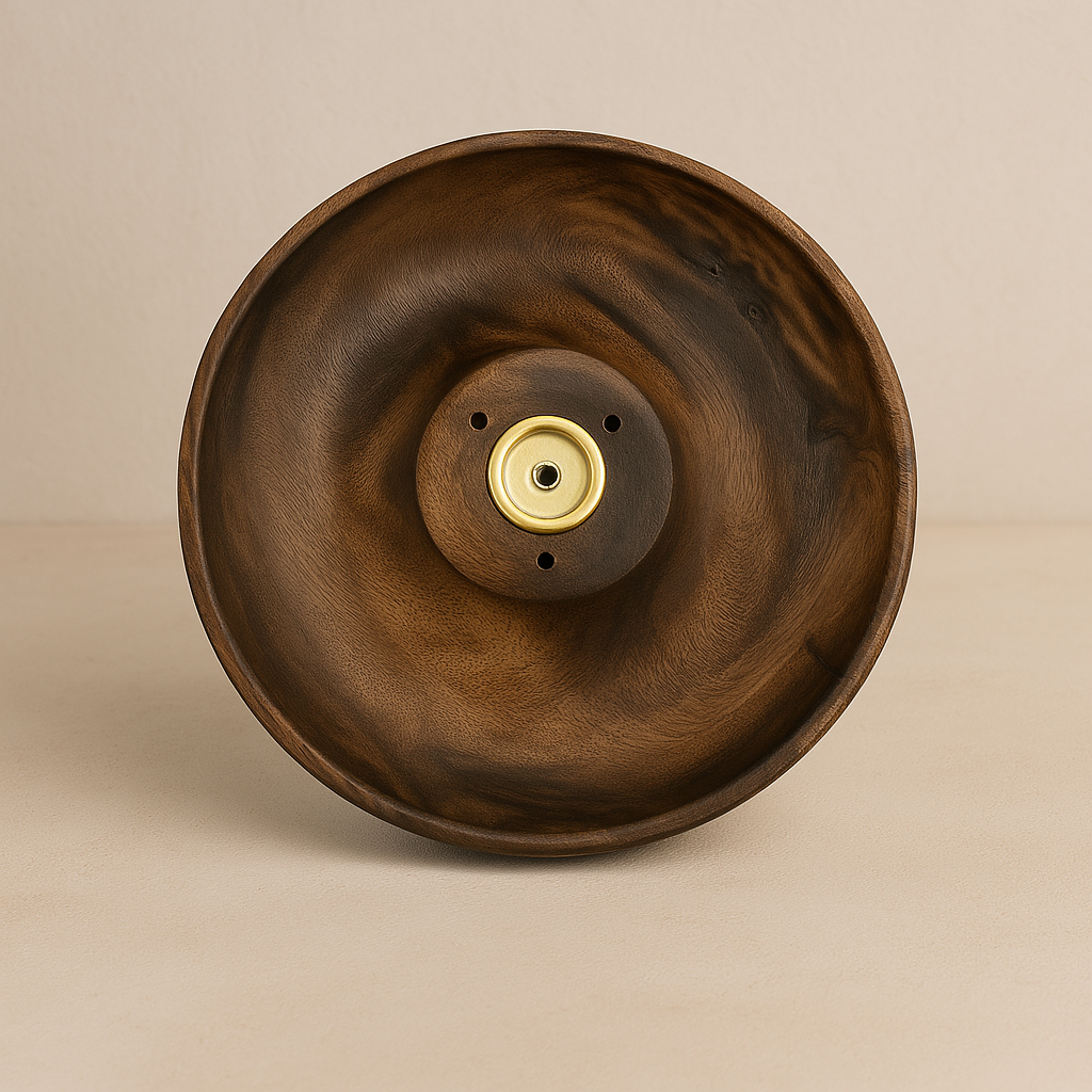 Porta incienso de madera circular