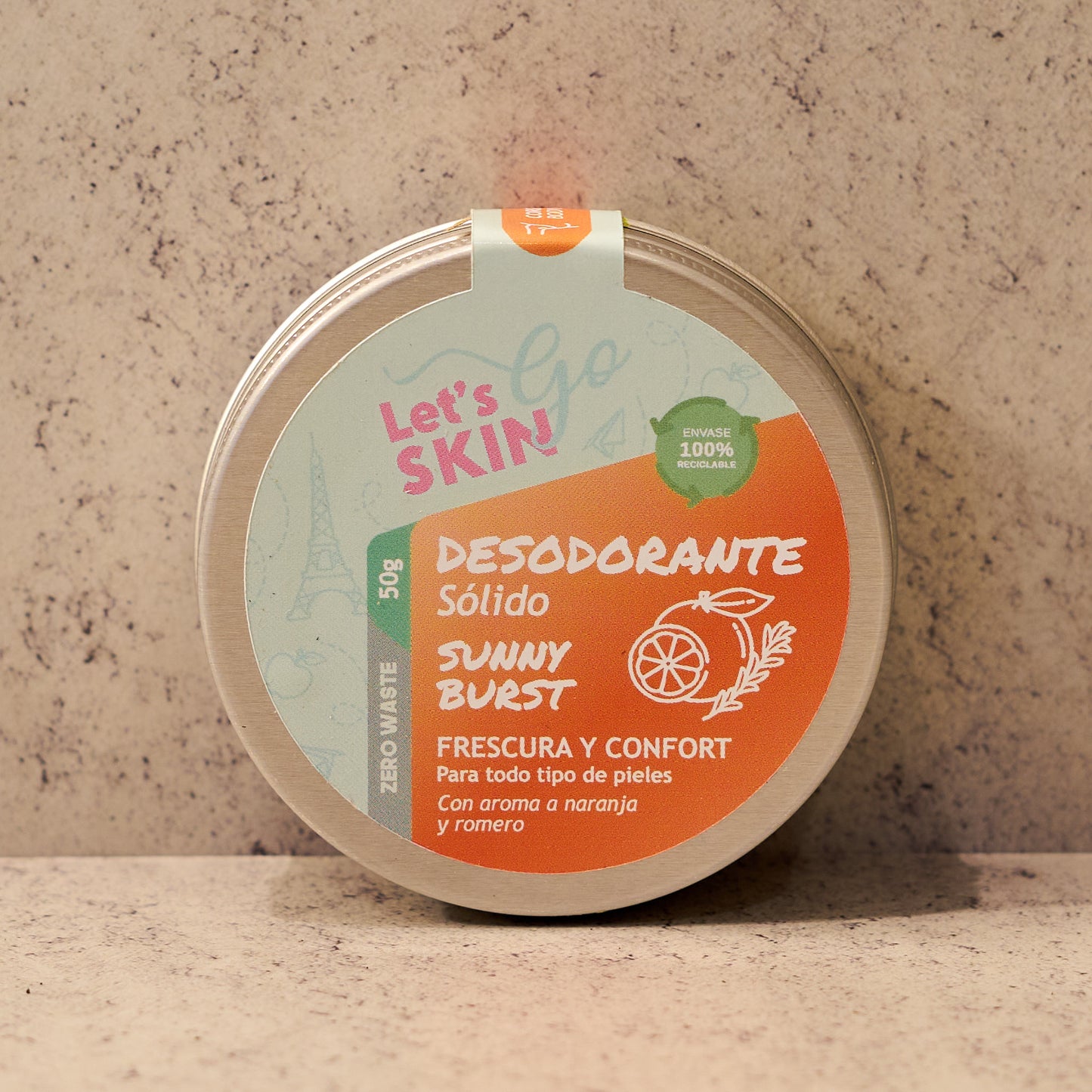 Desodorizante sólido natural com laranja e alecrim (50g)