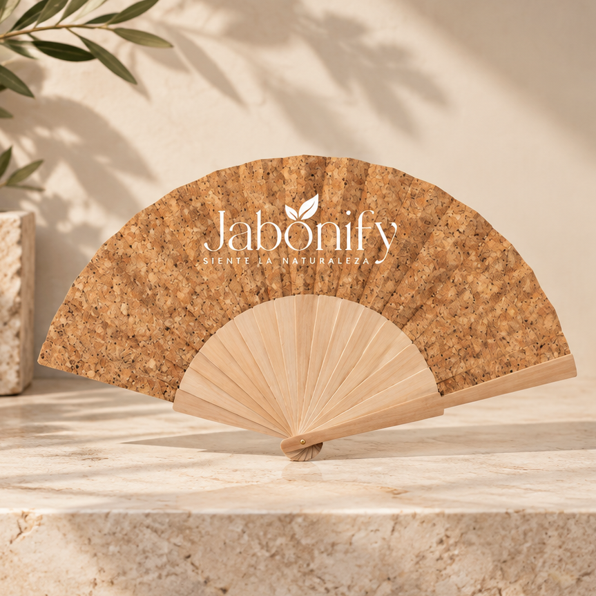 Abanico Jabonify de Madera y Corcho Natural