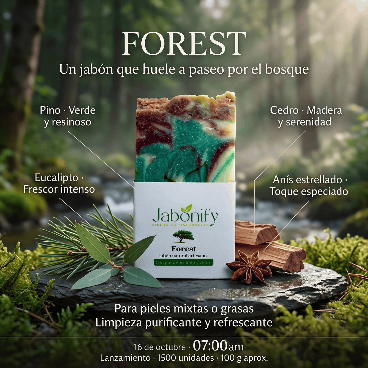 Jabón Forest con Pino, Eucalipto y Cedro