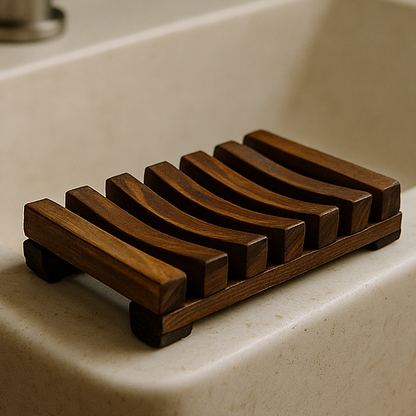 Jabonera de madera oscura (NOVEDAD)